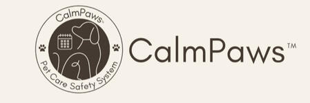 CalmPaws™ brand logo with dog and calendar icon – Printable pet safety and emergency care tools CalmPaws™ logo – Pet Care Safety System for emergency-ready pet records